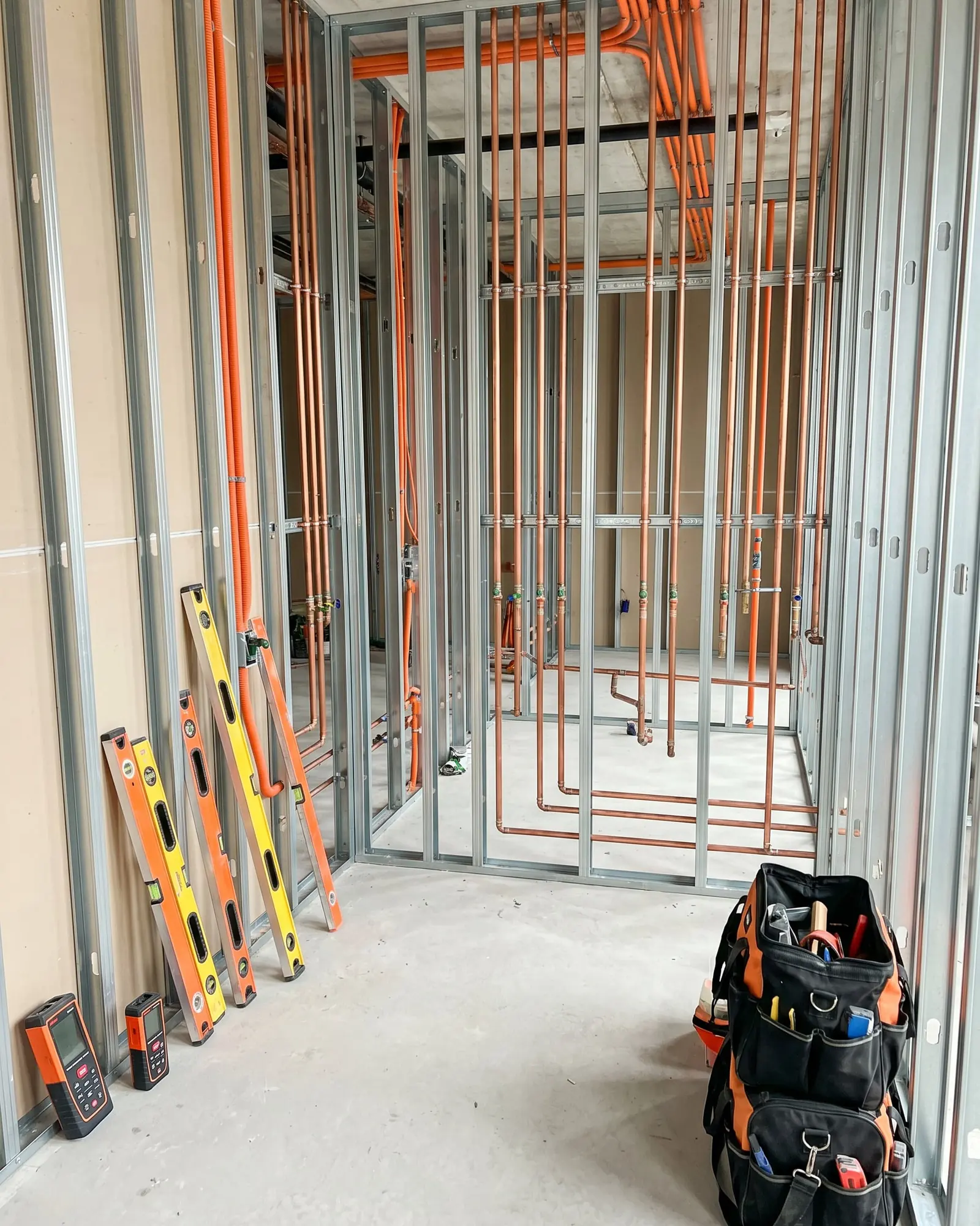 Apartment renovation Croatia - clean construction site with aligned plumbing and technical works before screed