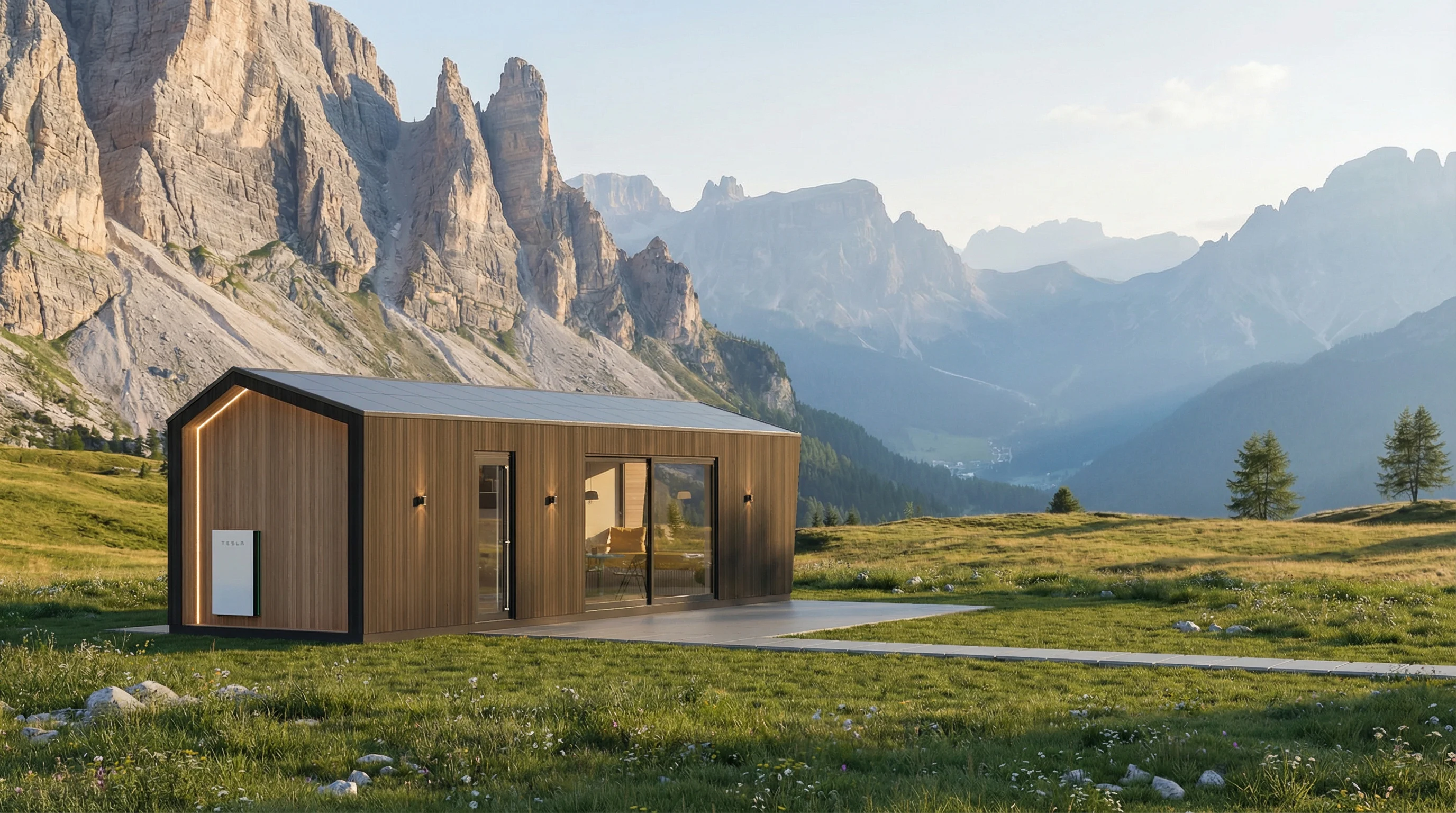 Alpina modular home in an alpine landscape with mountain views