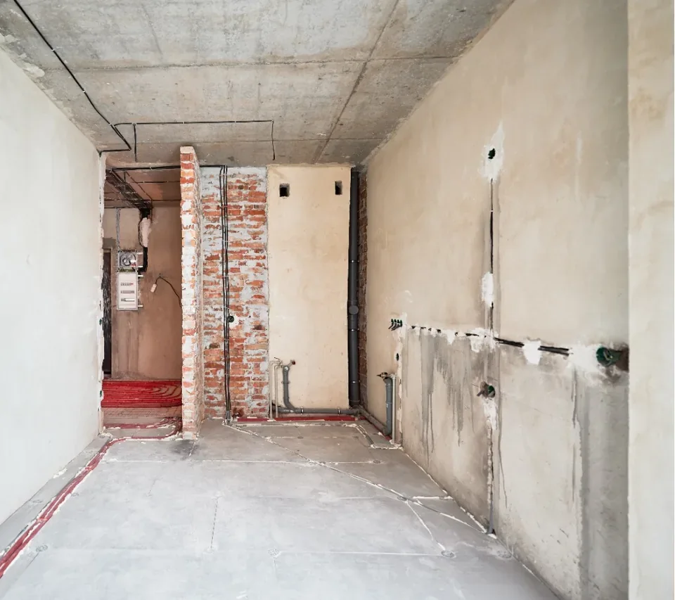 Before panel showing the kitchen renovation construction stage