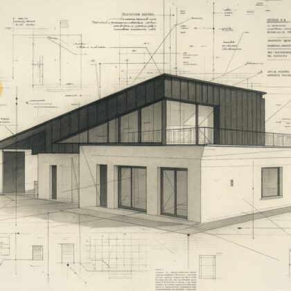 Concept design with space planning and massing study on a hillside plot