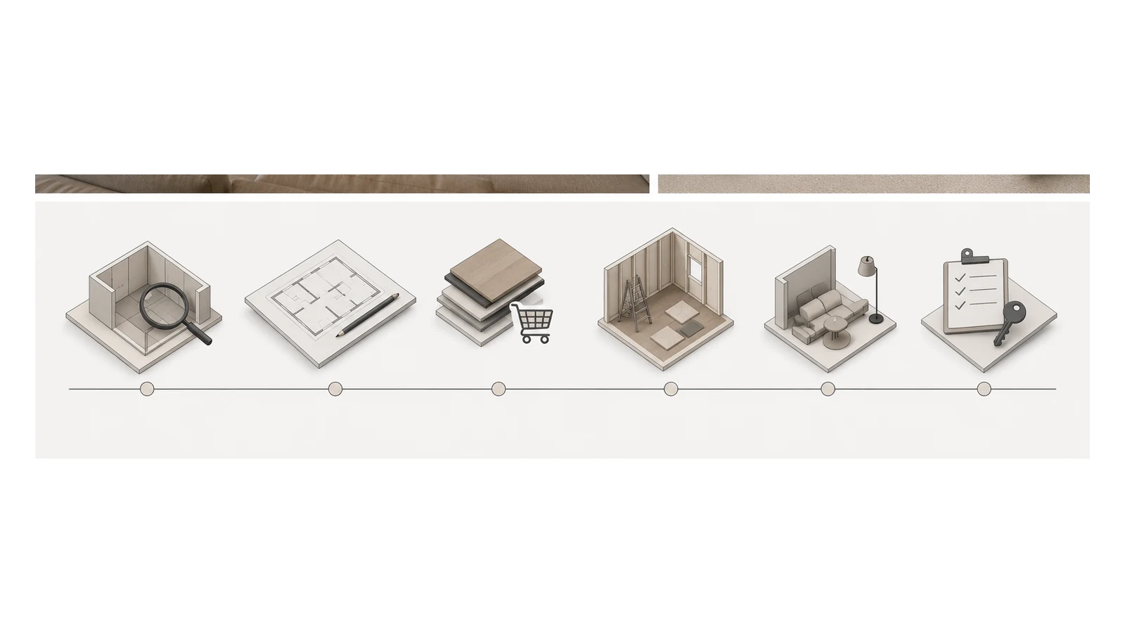 FF&E procurement Croatia board with furniture, lighting and material selections for a second home