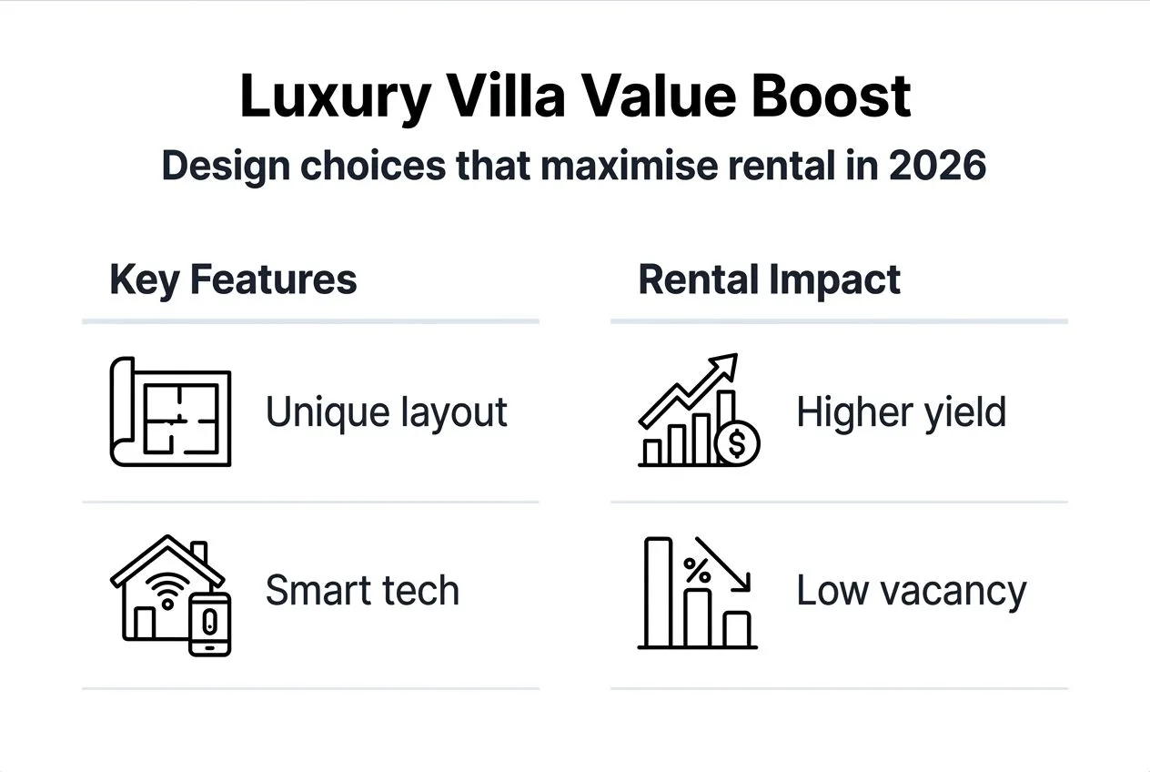 Infographic showing luxury villa design benefits
