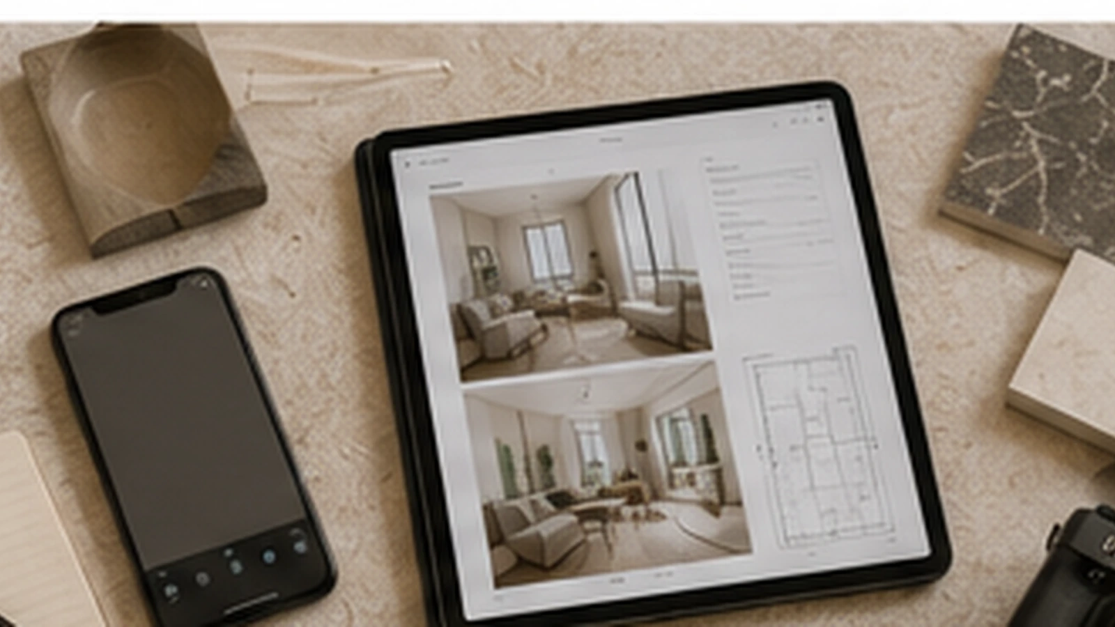 Remote renovation management workflow with reporting, decision log, procurement and handover stages