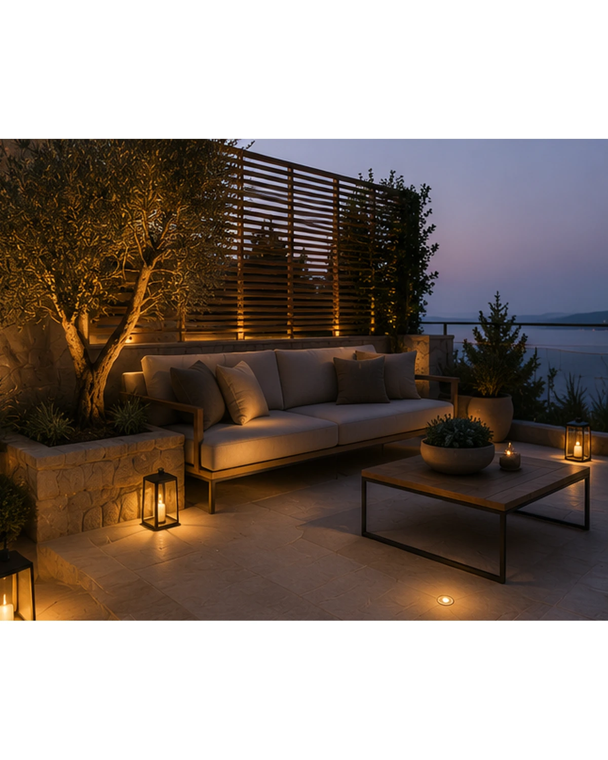 Terrace evening lighting design for terrace outdoor living design Croatia
