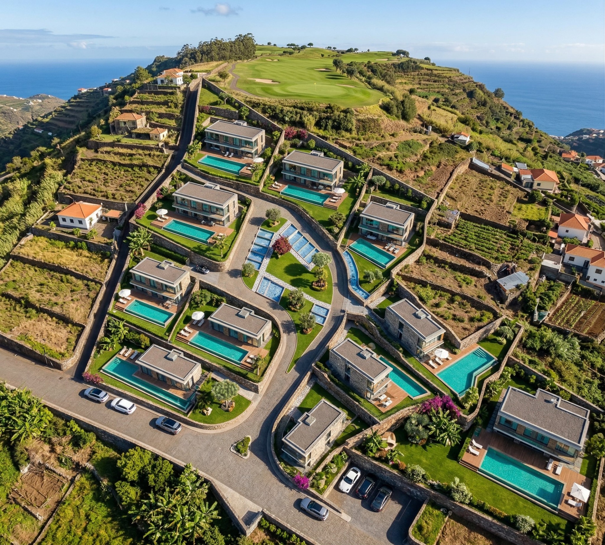 Funchal ten villas concept visualization with golf and ocean views
